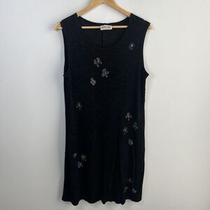 Elegant Black Midi Dress with Floral Accents